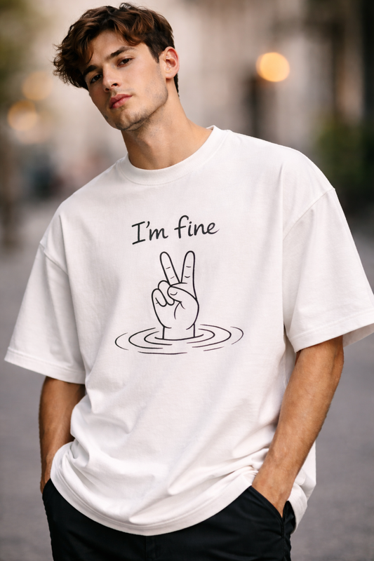 I am fine Premium Heavyweight Oversized Unisex T-Shirt | 240 GSM Cotton