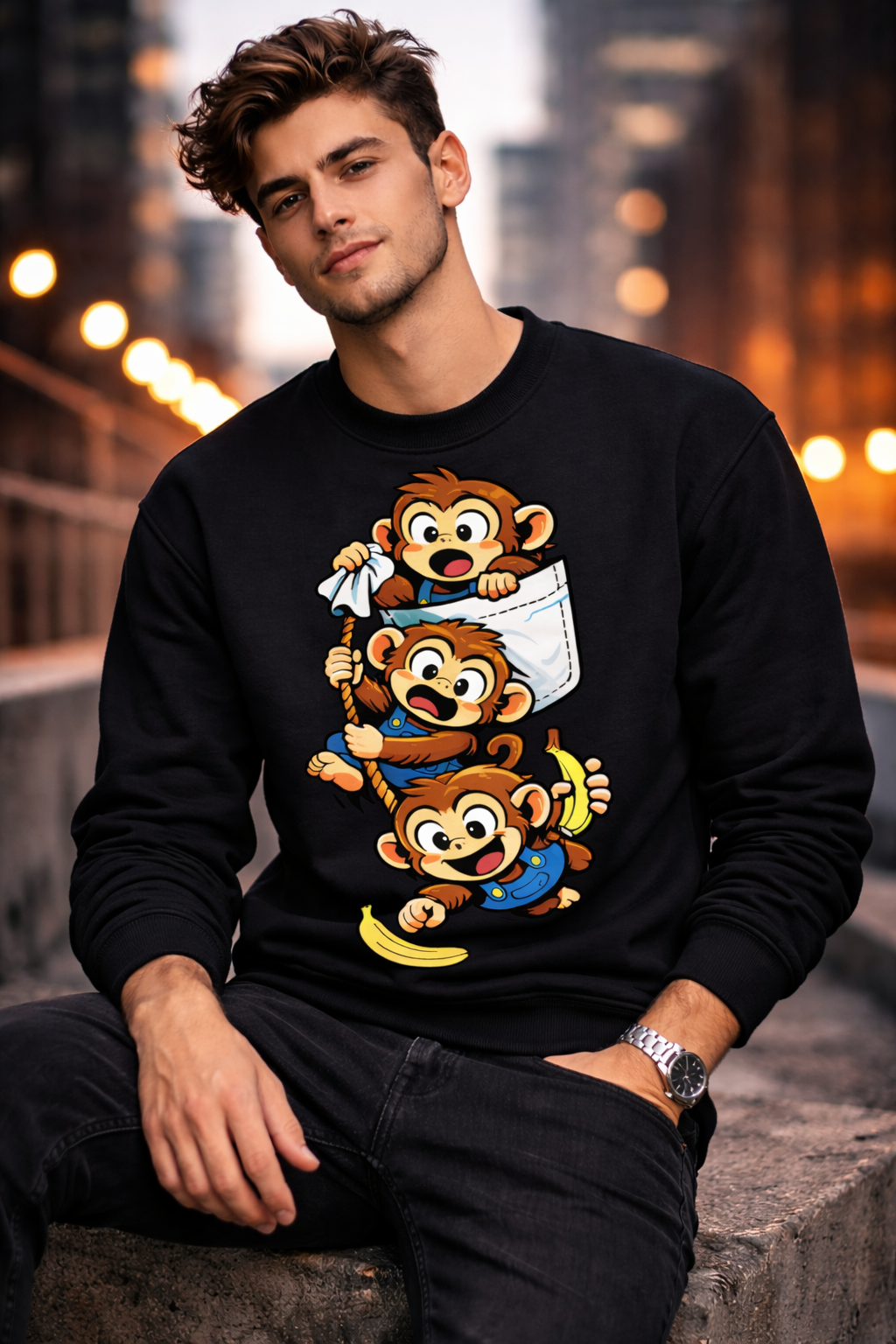 Monkey Stack Premium Fleece Unisex Sweatshirt (300 GSM)